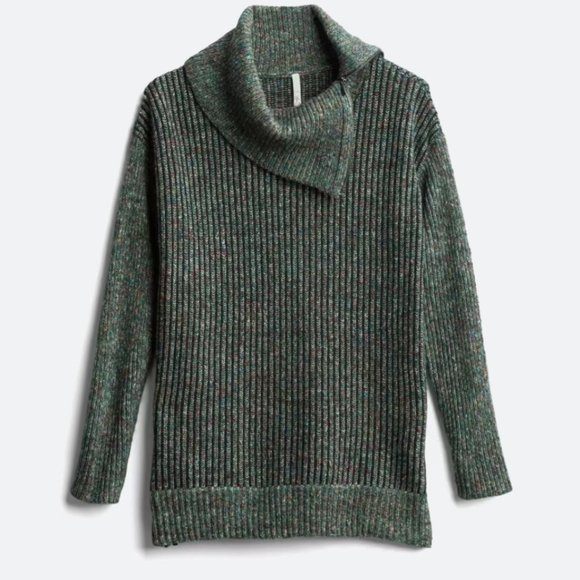 Leo & Nicole - Tamra Cowl Neck Zipper Detail Pullover - Dark Green - XL - Picture 1 of 5